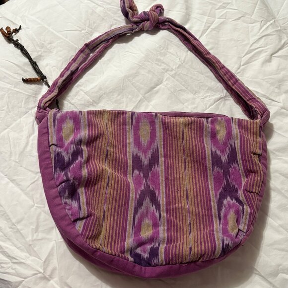 American Eagle Outfitters VTG 2011 Boho Oversized Crescent Ikat Fabric Hobo Bag - Picture 4 of 15